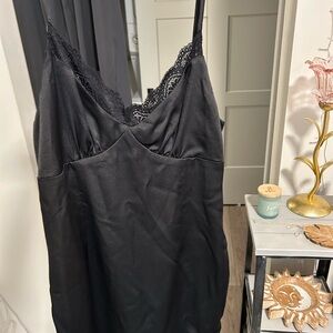 Princess Polly Black Satin Lace Dress